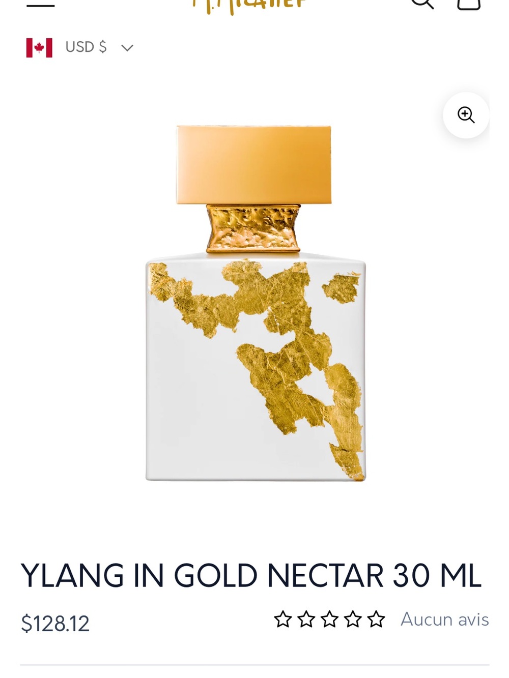 Ylang in Gold Nectar 30 ml - White & Gold Perfume Bottle, tester sprays missing.